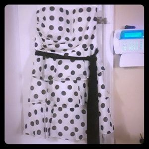White with black polka dots cocktail dress size 12